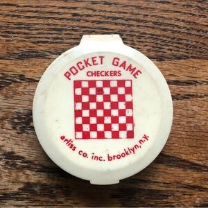 Vintage 1950’s Collectible Arliss Pocket Game Checkers - White and Red Travel